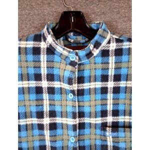 Outback Trading Co Womens Shirt S Blue Plaid Fleece Ladies Big Shacket Oversized